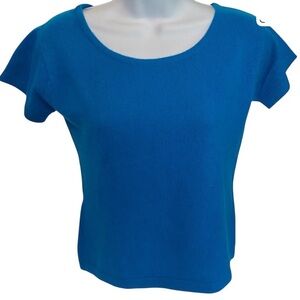 Mount Cashmere Scoop Neck Sweater Blue 100% Pure Cashmere from Mongolia Sz S NWT